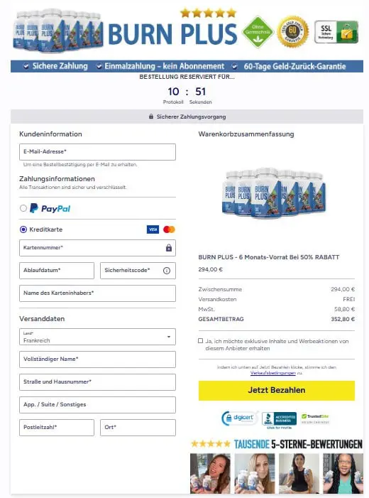 Burn Plus Checkout